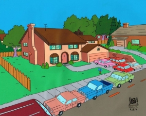 Simpson House with cars Original Background
