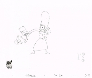 Marge Simpson with Bart and Maggie
