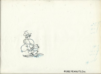 Snoopy and Woodstock skiing