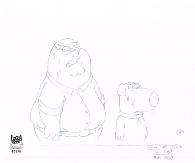 Peter Griffin and Brian sweating
