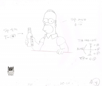 Homer Simpson enjoying a beer