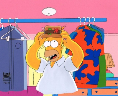 Homer puts on fishing hat