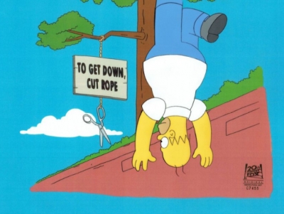 Homer Simpson upside down