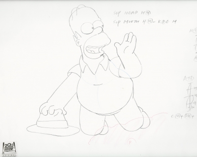 Homer Simpson picking up hat