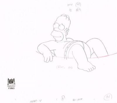 Homer Simpson sitting in pool