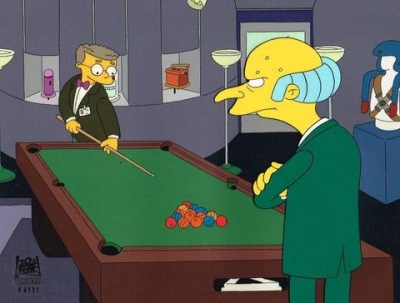 Mr. Burns and Smithers playing pool