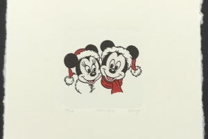 Mickey Mouse and Minnie Mouse Christmas Etching