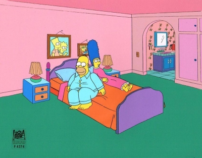 Homer Simpson and Marge Simpson in bed