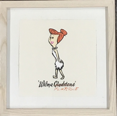 Wilma Flintstone linen etching