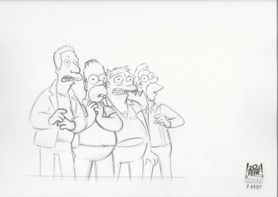 Homer Simpson with Barney, Lenny and Carl