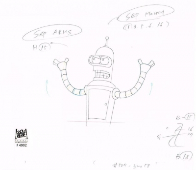 Bender arms up original drawing F4902
