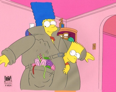 Marge and Bart with candy