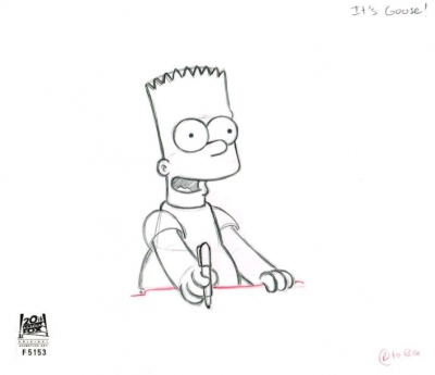 Bart Simpson at desk