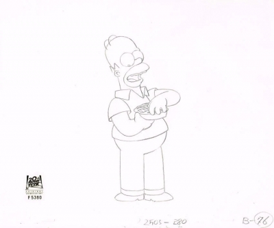 Homer Simpson eating pie drawing