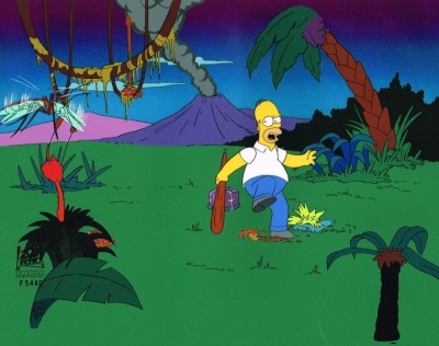 Homer Simpson stomps on lizard Treehouse of Horror V