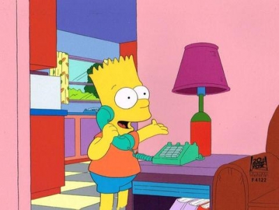 Bart Simpson on phone original cel 