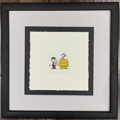 The Peanuts Charlie Brown and Snoopy - Latte Express Framed