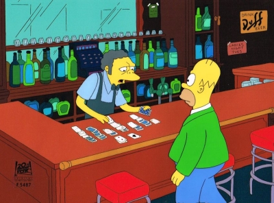 Homer Simpson with Moe in bar F5487