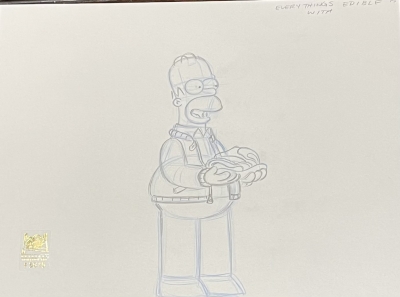 Homer Simpson holding clothes
