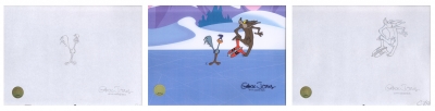 Wile E. Coyote and Road Runner original drawing with 1/1 cel