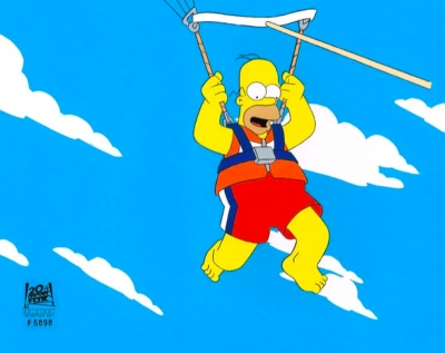 Homer Simpson hang-gliding