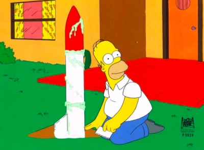 Homer Simpson with rocket