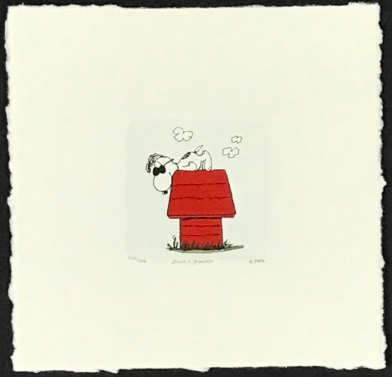 Hang'in Snoopy etching