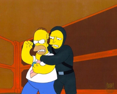 Homer Simpson fights ninja