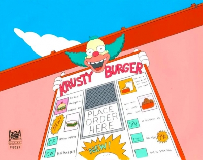 * SOLD * The Simpsons Original Background Krusty Burger