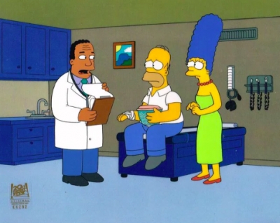 * SOLD * Homer with Dr. Hibbert and Marge