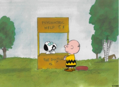 Charlie Brown and Snoopy as psychiatrist