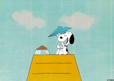 * SOLD * Snoopy on dog house airplane