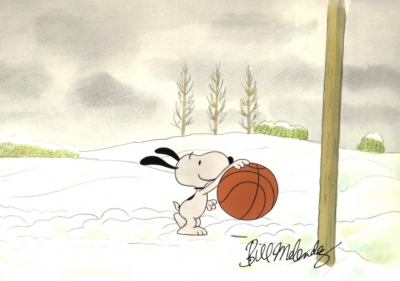 Snoopy plays basketball