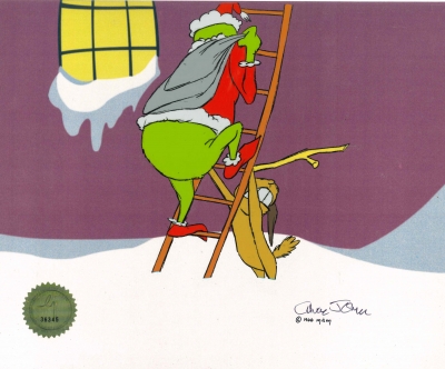 The Grinch and Max with ladder