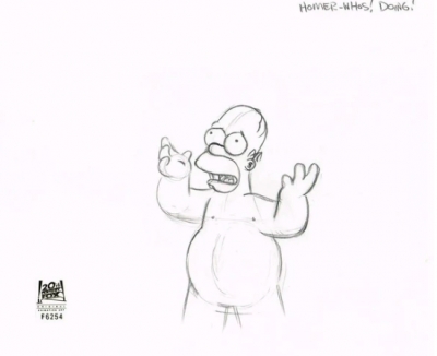 Homer naked with hands up