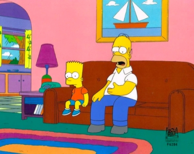 Homer and Bart sitting on couch 6284