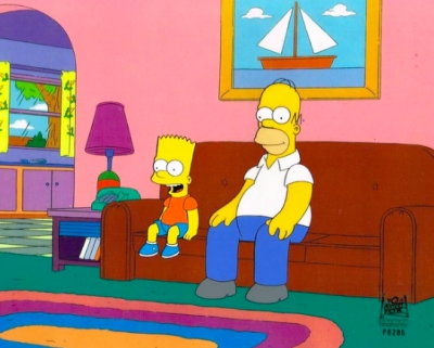 Bart and Homer sitting on couch 6286