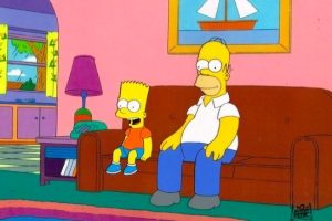 Bart and Homer sitting on couch 6286