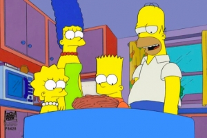 Homer, Marge, Lisa and Bart with nest