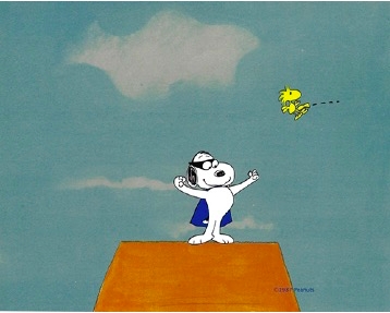 Snoopy superhero and Woodstock