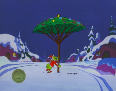 Grinch taking down Christmas tree