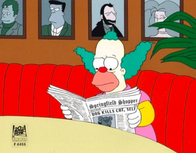 Krusty the Clown reading