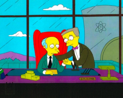 Smithers and Mr. Burns at desk