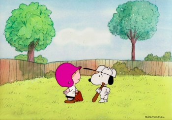 Snoopy and Leland play ball